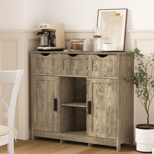Versatile Wooden Storage Cabinet with Drawers and Adjustable Shelves – Multi-purpose Accent Cabinet for Living Room, Bedroom, and Bathroom