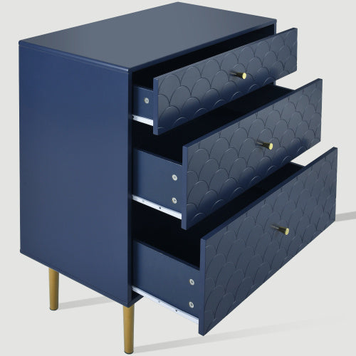 Solid Wood Bedside Table in Navy Blue