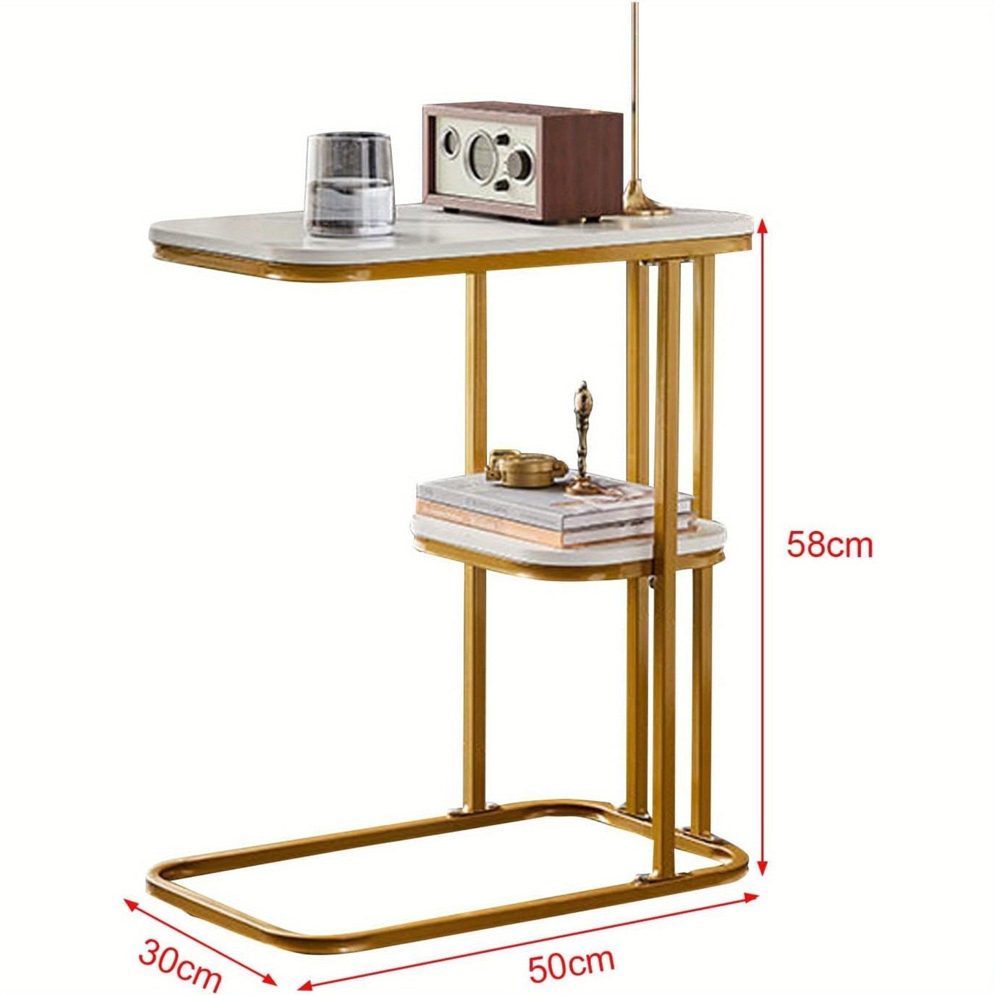 C-Shaped Side Table with Storage Shelf – Perfect for Small Spaces