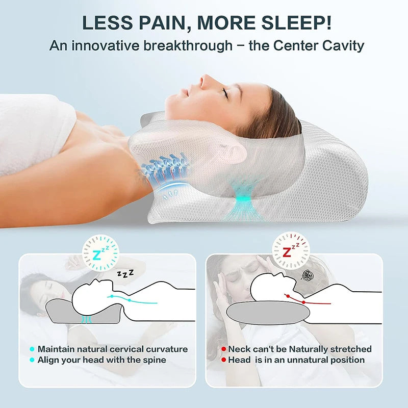 Ergonomic Memory Foam Neck Pillow – Contoured Support for Neck Pain Relief