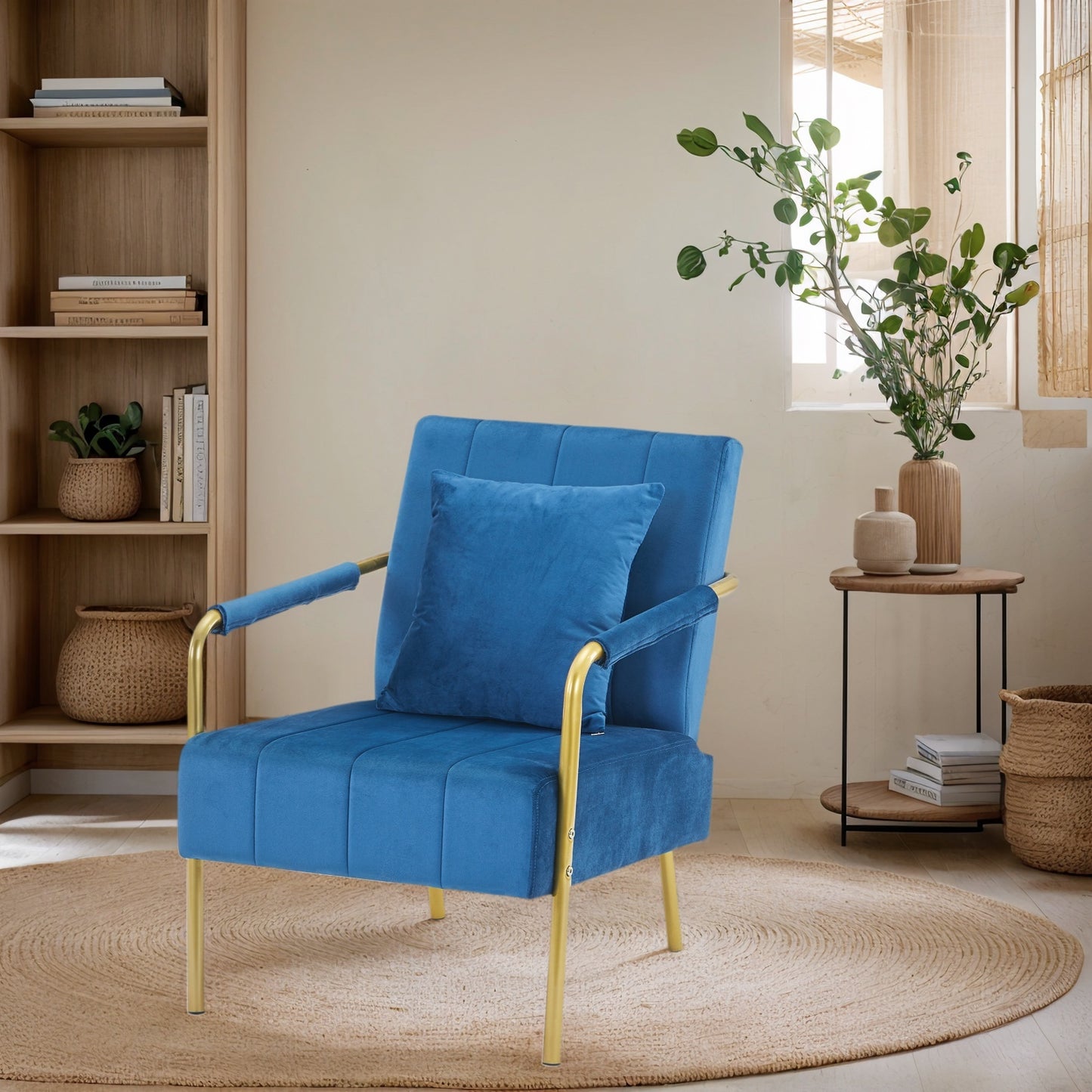 Modern Velvet Accent Chair for Living Room – High Backrest, Solid Wood Frame, Easy Assembly