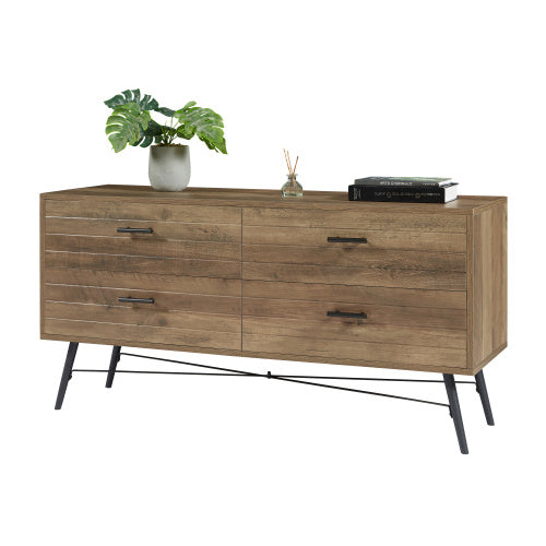4-Drawer TV Cabinet – Rustic Walnut Finish