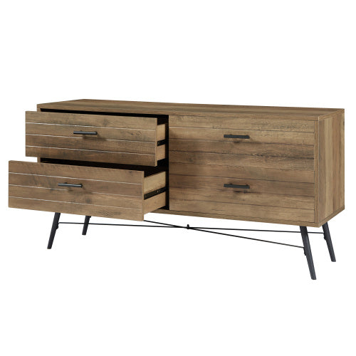 4-Drawer TV Cabinet – Rustic Walnut Finish