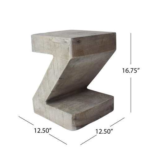 Modern Sculptural Concrete Side Table – Light Gray Brutalist Accent by Christopher Knight Home