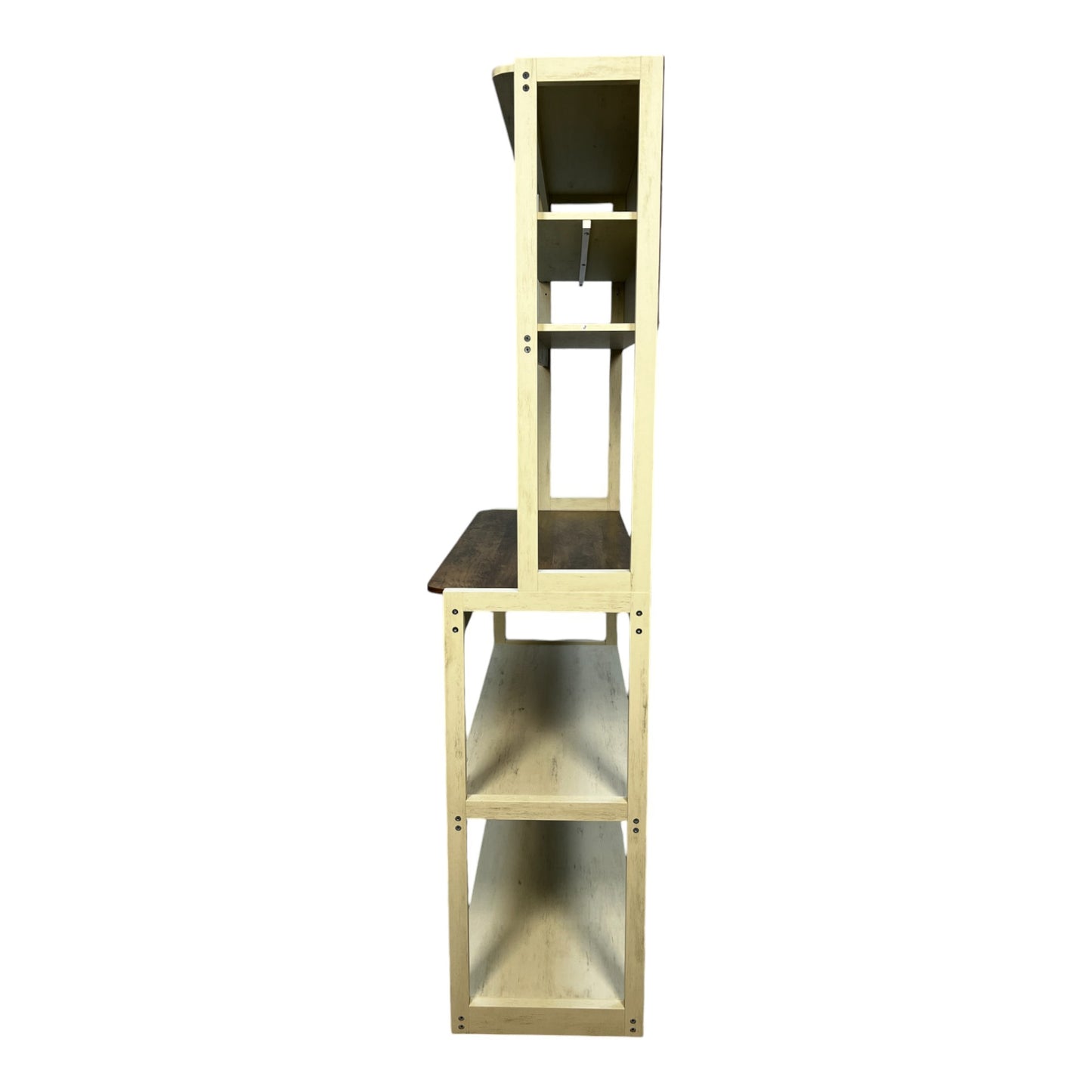 5-Tier White & Country Brown Kitchen Storage Cabinet – Coffee Bar, Microwave Rack, and Shelving Organizer (39.4" Wide)