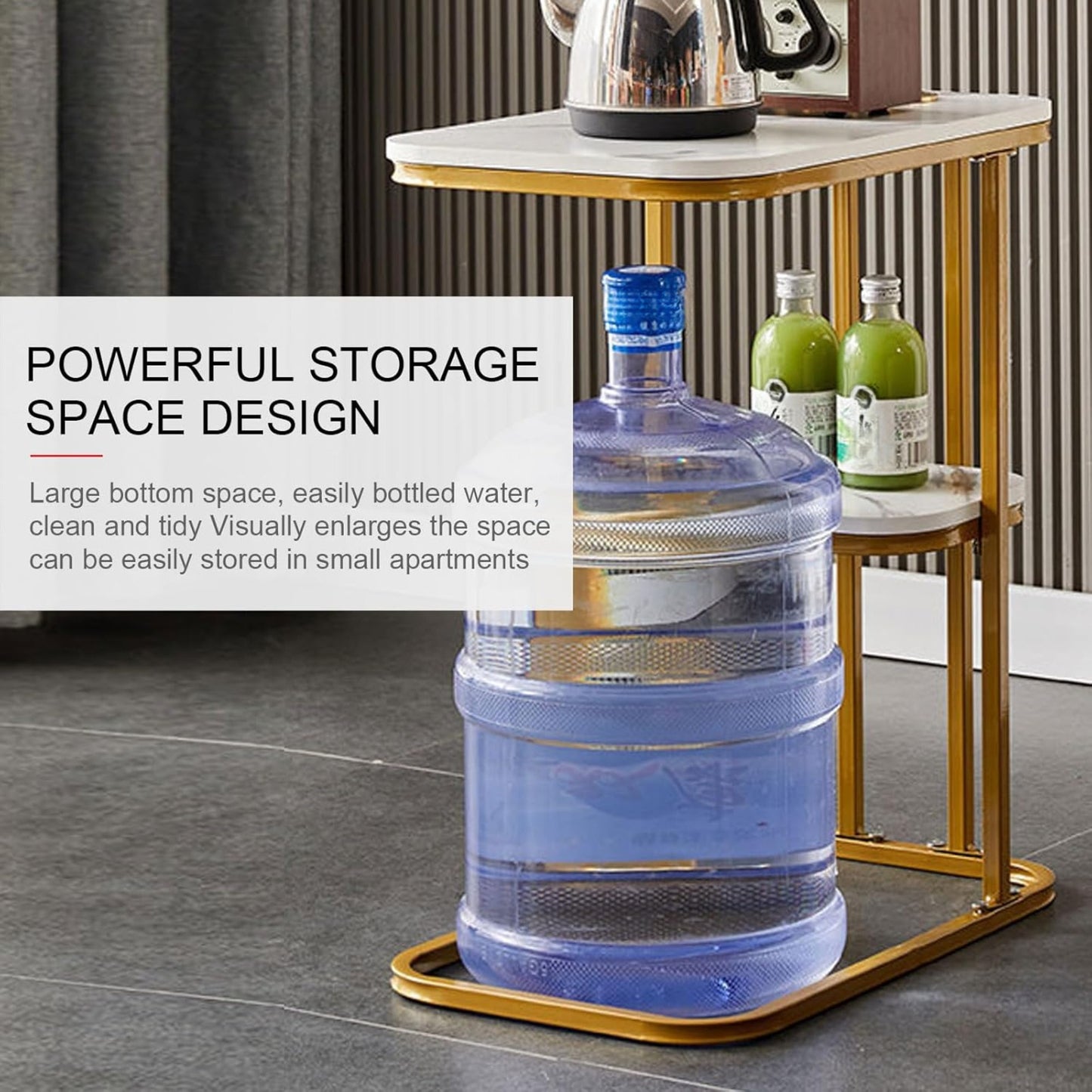 C-Shaped Side Table with Storage Shelf – Perfect for Small Spaces