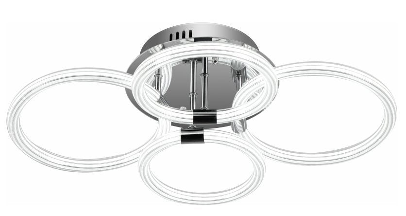 Modern LED Ceiling Light with Remote – 4-Head Flush Mount Ring Fixture