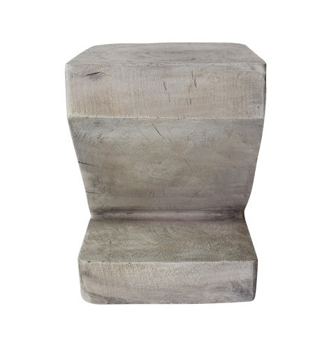 Modern Sculptural Concrete Side Table – Light Gray Brutalist Accent by Christopher Knight Home