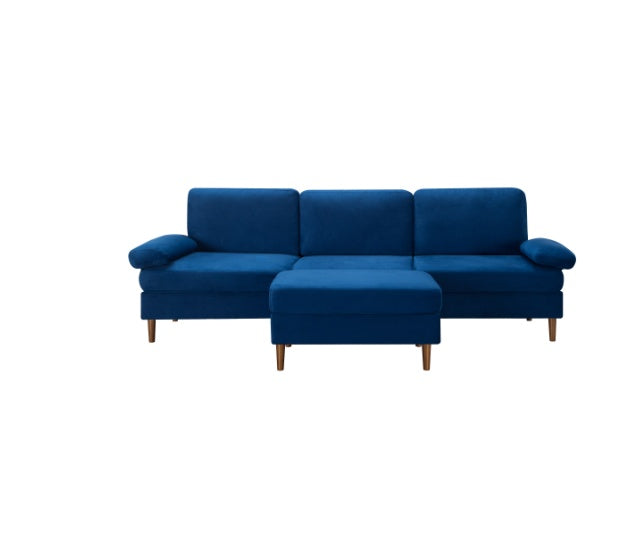 102.4" Modular Sectional Sofa with Ottoman – Navy Blue Velvet