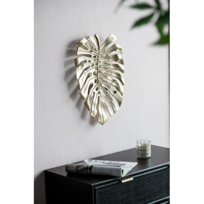 Gold Monstera Leaf Wall Décor – Aluminum Modern Wall Accent or Decorative Tray (18.9" x 13.4")