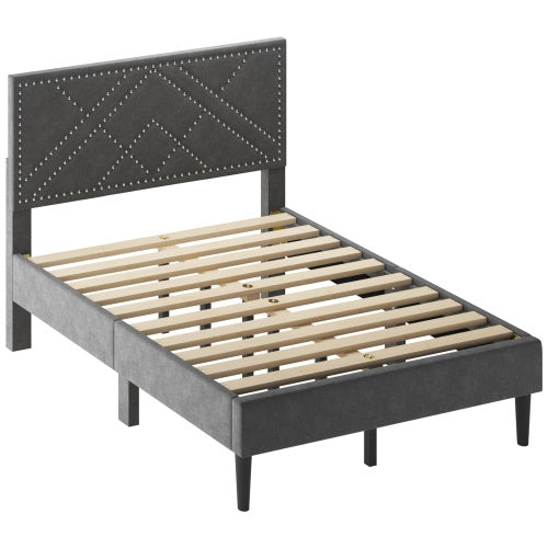 Queen Bed Frame – Carbon Gray | Upholstered Linen, Strong & Silent, Underbed Storage (No Box Spring Needed)