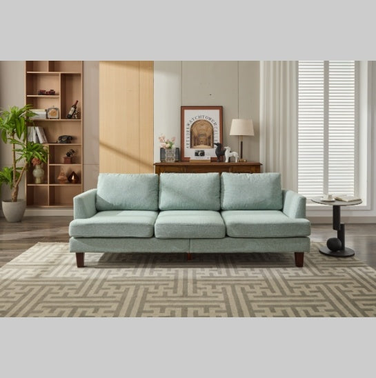 Fabric 3-Seater Couch with USB and Type-C Charging Ports – Light Green/Light Gray
