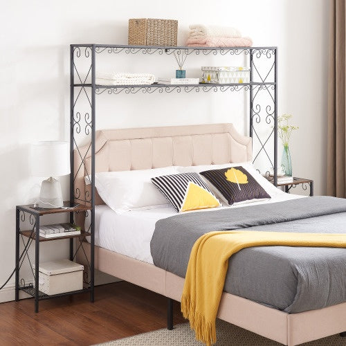 Queen Storage Headboard and 2 Nightstands – Antique Brown