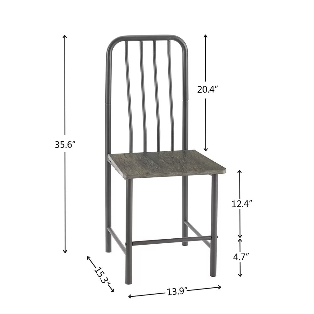 Dining Set for 2, Square Glass Tempered Dining Table with 4 Legs and 2 Metal Chairs, Black & Brown - Ideal for Home Office, Kitchen, or Dining Room