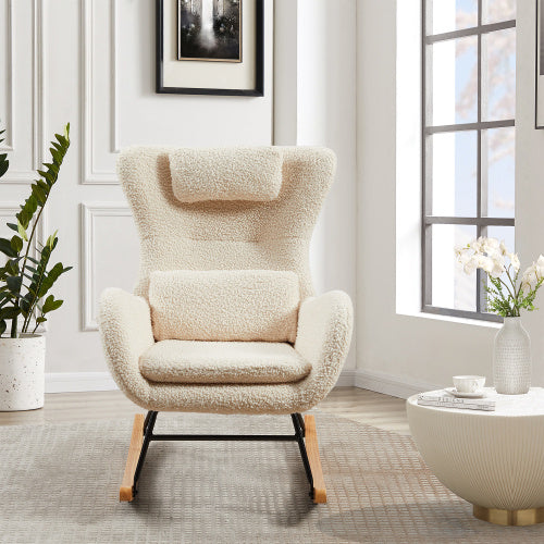 Rocking Chair Nursery, Modern Rocking Chair with High Backrest: