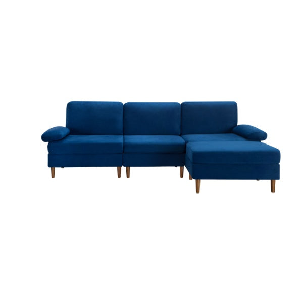 102.4" Modular Sectional Sofa with Ottoman – Navy Blue Velvet