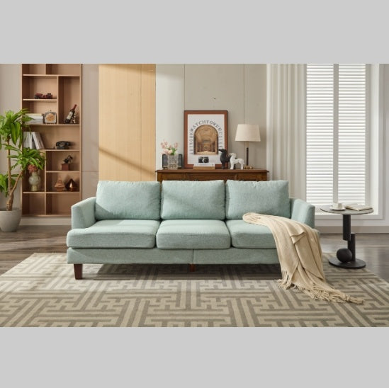 Fabric 3-Seater Couch with USB and Type-C Charging Ports – Light Green/Light Gray