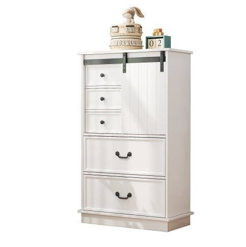 51'' Farmhouse Drawer Chest with Sliding Door