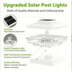 6-Pack Outdoor Solar Post Cap Lights – Cold White, IP65 Waterproof, Fits 4x4, 5x5, 6x6 Wood Posts, Dusk-to-Dawn, Easy Install