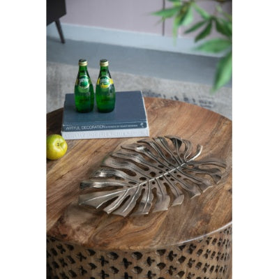 Gold Monstera Leaf Wall Décor – Aluminum Modern Wall Accent or Decorative Tray (18.9" x 13.4")