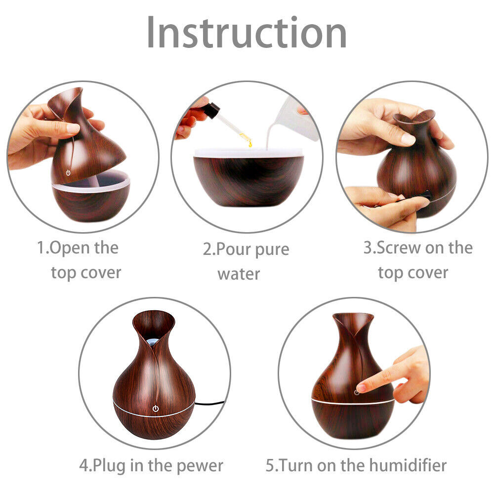 LED Ultrasonic Aroma Humidifier Essential Oil Diffuser - 7-Color LED Lights, Aromatherapy Air Purifier, Compact USB Diffuser for Home, Office, Yoga, and Relaxation