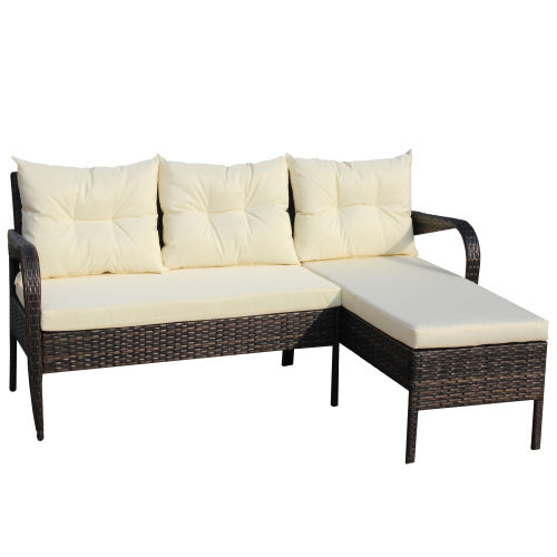 Outdoor Patio Conversation Set – 2-Piece Wicker Sectional Sofa with Cushions