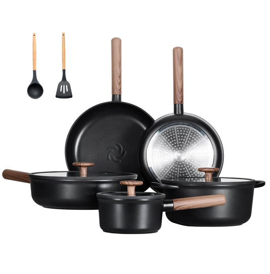 15-Piece Ceramic Non-Stick Cookware Set – Black