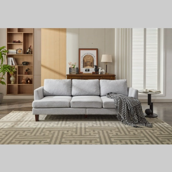 Fabric 3-Seater Couch with USB and Type-C Charging Ports – Light Green/Light Gray