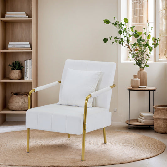 Modern Velvet Accent Chair for Living Room – High Backrest, Solid Wood Frame, Easy Assembly