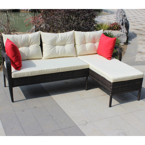 Outdoor Patio Conversation Set – 2-Piece Wicker Sectional Sofa with Cushions