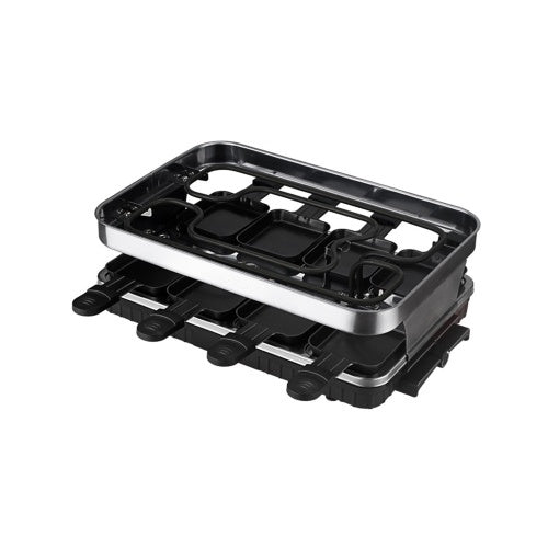 8-Person Raclette Grill – Non-Stick Coated Grill Plate, 8 Mini Pans, Adjustable Temperature Control, 1500W Party Grill