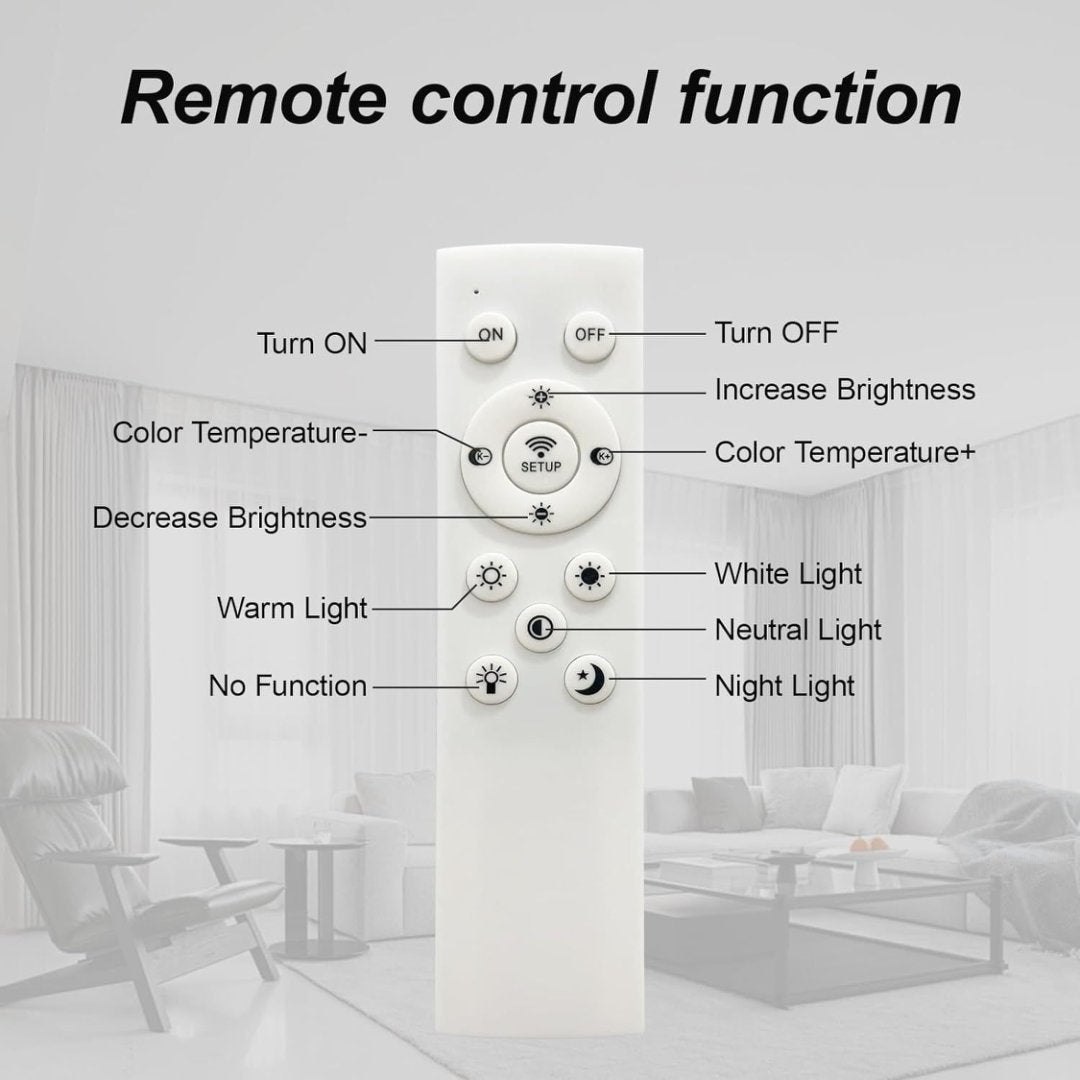 Modern LED Ceiling Light with Remote – 4-Head Flush Mount Ring Fixture