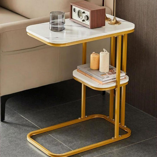 C-Shaped Side Table with Storage Shelf – Perfect for Small Spaces