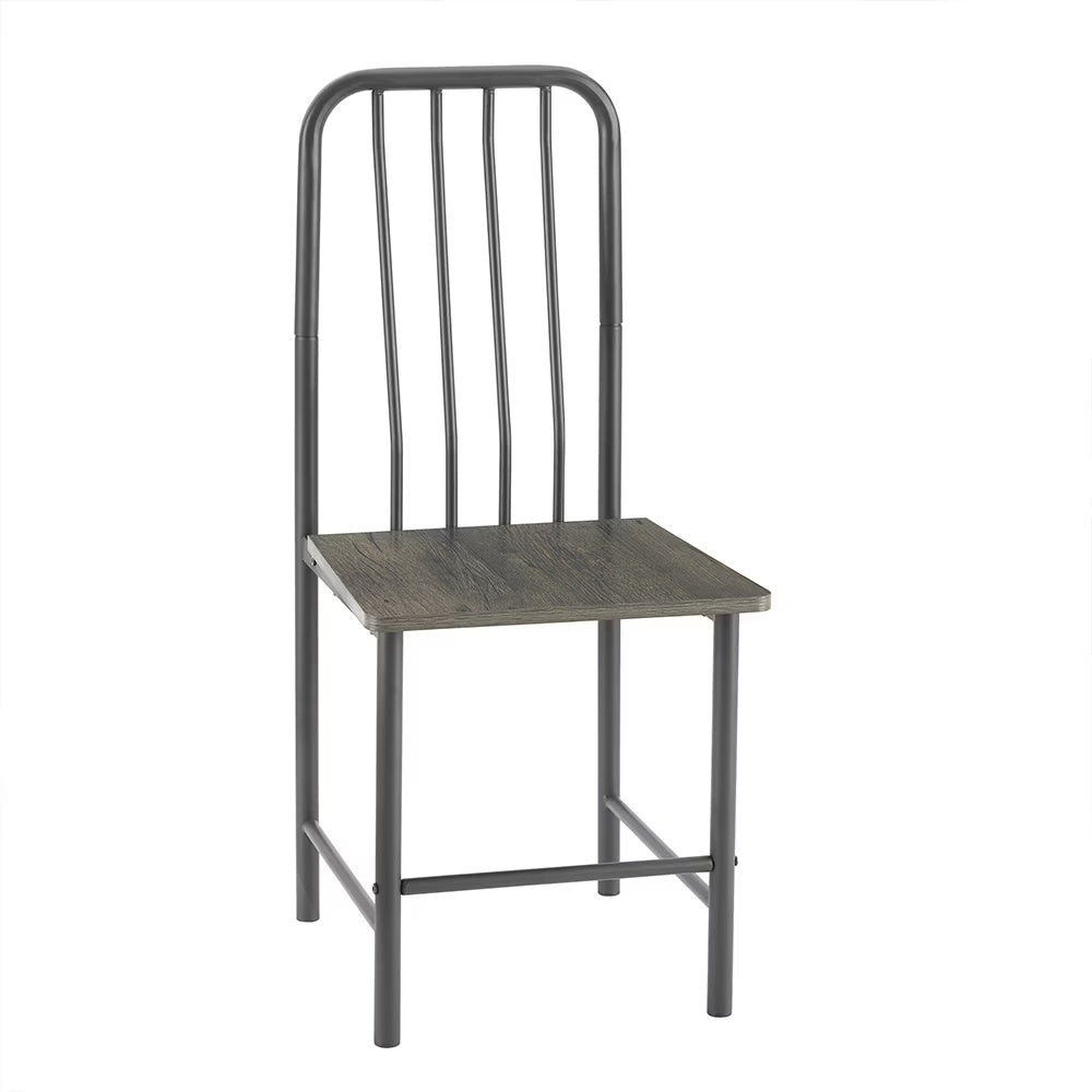 Dining Set for 2, Square Glass Tempered Dining Table with 4 Legs and 2 Metal Chairs, Black & Brown - Ideal for Home Office, Kitchen, or Dining Room