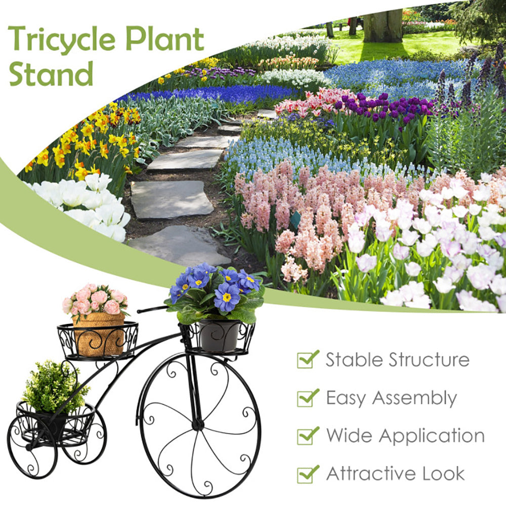 Tricycle Plant Stand – Parisian Style Flower Pot Cart Holder