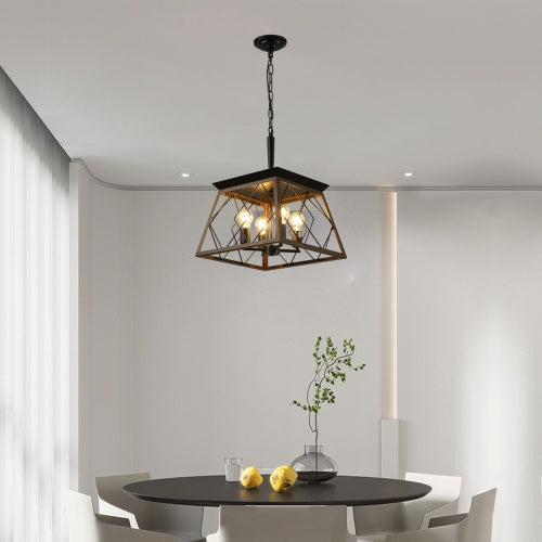 Farmhouse Chandelier – 4-Light Rustic Antique Pendant Light for Kitchen, Dining, Entryway