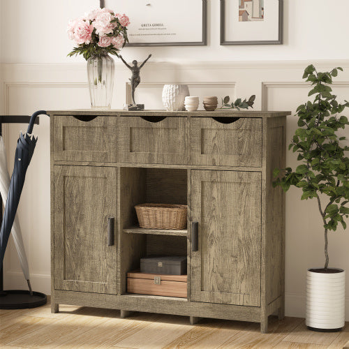 Versatile Wooden Storage Cabinet with Drawers and Adjustable Shelves – Multi-purpose Accent Cabinet for Living Room, Bedroom, and Bathroom
