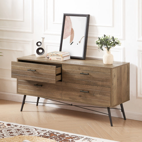 4-Drawer TV Cabinet – Rustic Walnut Finish