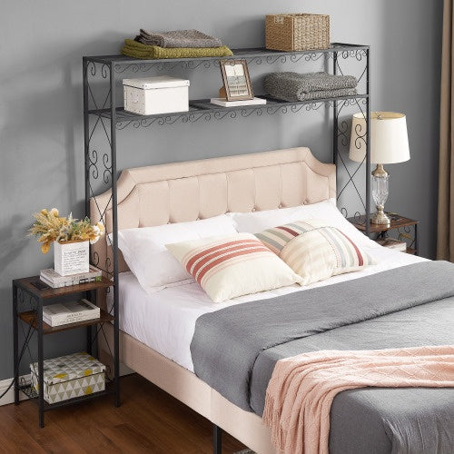 Queen Storage Headboard and 2 Nightstands – Antique Brown
