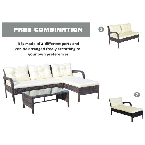 Outdoor Patio Conversation Set – 2-Piece Wicker Sectional Sofa with Cushions