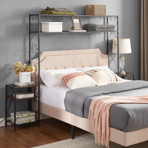 Queen Storage Headboard and 2 Nightstands – Antique Brown