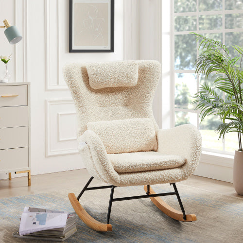 Rocking Chair Nursery, Modern Rocking Chair with High Backrest: