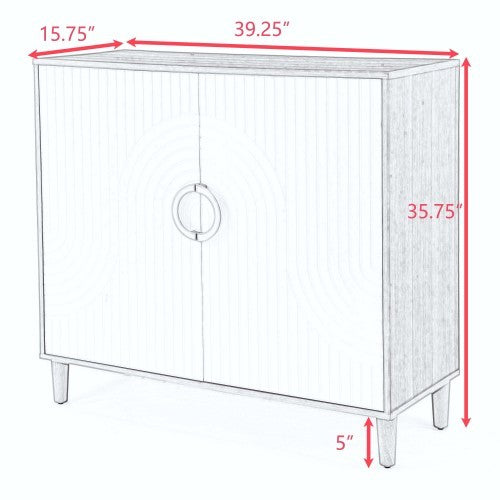 Modern Natural Wood Storage Cabinet – Freestanding Sideboard with Doors, Adjustable Shelves & Solid Wood Legs for Kitchen, Dining Room, or Living Room