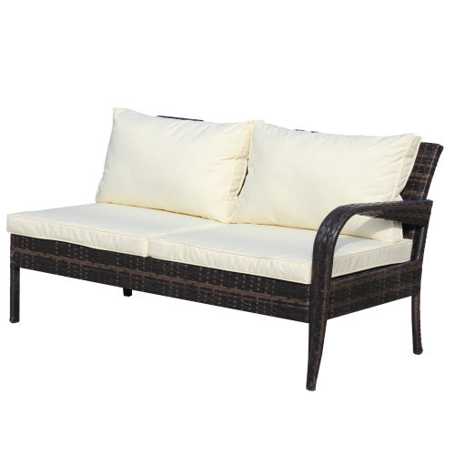 4-Piece Brown Wicker Patio Sectional Set with Storage & Glass Coffee Table | TrendyNest