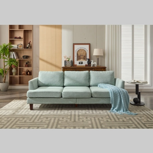Fabric 3-Seater Couch with USB and Type-C Charging Ports – Light Green/Light Gray
