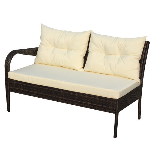 Outdoor Patio Conversation Set – 2-Piece Wicker Sectional Sofa with Cushions