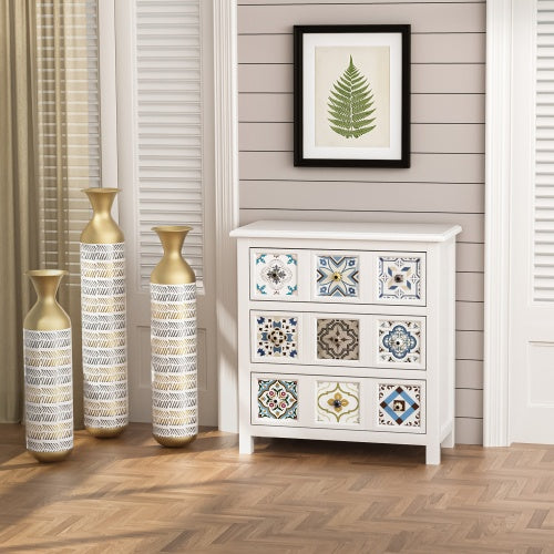 Oversized Metal Floor Vase Set – 3 Handcrafted Vases with Gold Accents & Modern Chevron Pattern (24” / 28.7” / 33.5”)