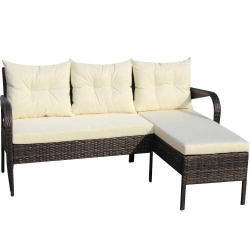 Outdoor Patio Conversation Set – 2-Piece Wicker Sectional Sofa with Cushions