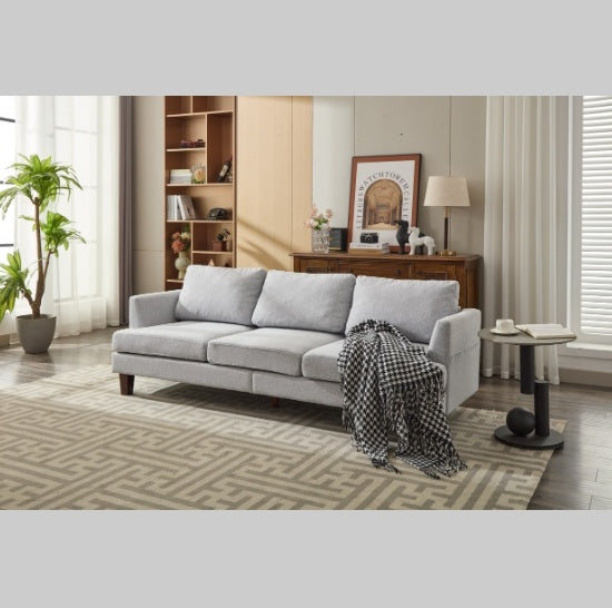 Fabric 3-Seater Couch with USB and Type-C Charging Ports – Light Green/Light Gray