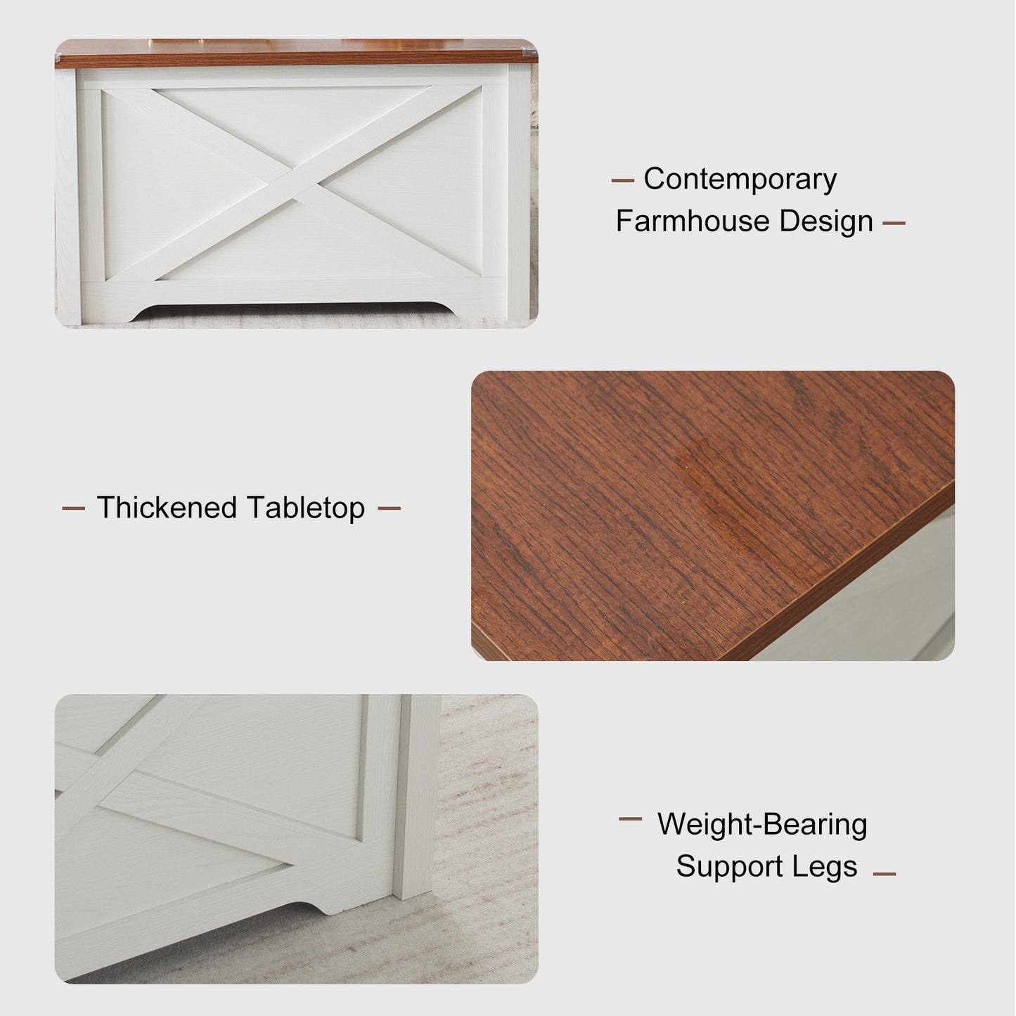 Modern Square Coffee Table with Hidden Storage – X-Frame Wood Design (31.5”)
